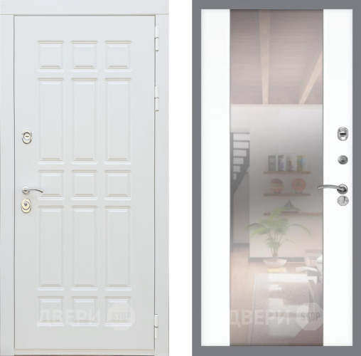 Входная металлическая Дверь Рекс (REX) 8 Силк Сноу СБ-16 Зеркало Силк Сноу в Старой Купавне