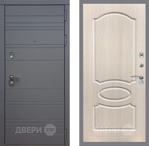 Входная металлическая Дверь Рекс (REX) 14 силк титан FL-128 Беленый дуб в Старой Купавне