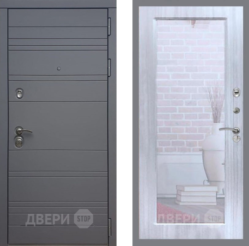 Входная металлическая Дверь Рекс (REX) 14 силк титан Зеркало Пастораль Сандал белый в Старой Купавне