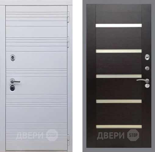 Входная металлическая Дверь Рекс (REX) 14 Силк Сноу СБ-14 стекло белое венге поперечный в Старой Купавне