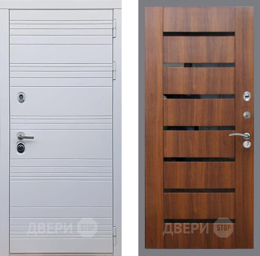 Входная металлическая Дверь Рекс (REX) 14 Силк Сноу СБ-14 стекло черное Орех бренди в Старой Купавне