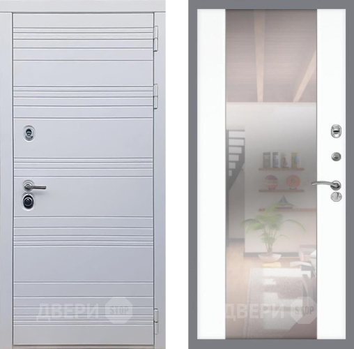 Входная металлическая Дверь Рекс (REX) 14 Силк Сноу СБ-16 Зеркало Силк Сноу в Старой Купавне