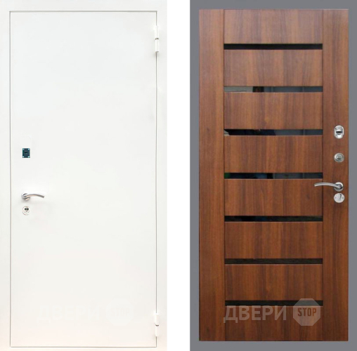 Входная металлическая Дверь Рекс (REX) 1А Белая шагрень СБ-14 стекло черное Орех бренди в Старой Купавне