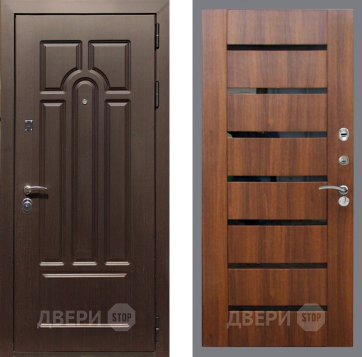 Входная металлическая Дверь Рекс (REX) Эврика СБ-14 стекло черное Орех бренди в Старой Купавне