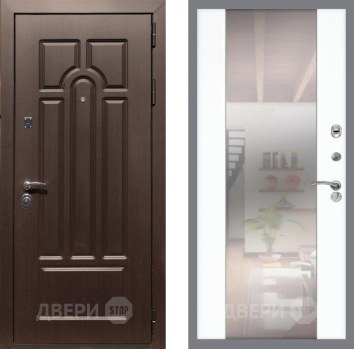 Входная металлическая Дверь Рекс (REX) Эврика СБ-16 Зеркало Силк Сноу в Старой Купавне