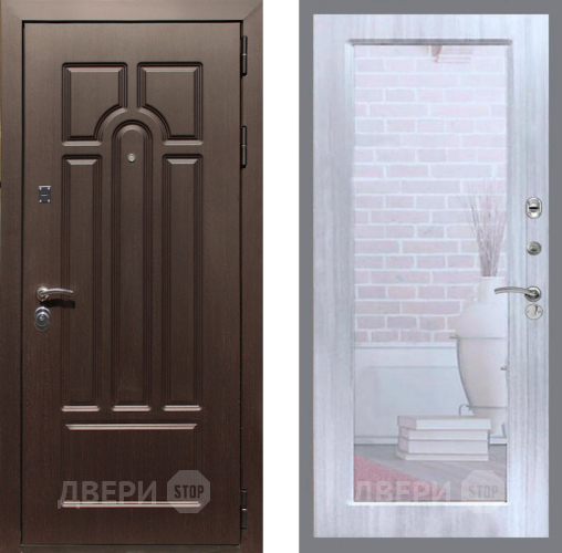 Входная металлическая Дверь Рекс (REX) Эврика Зеркало Пастораль Сандал белый в Старой Купавне