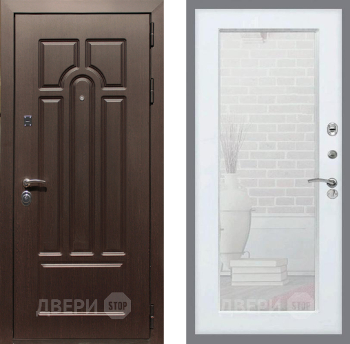 Входная металлическая Дверь Рекс (REX) Эврика Зеркало Пастораль Силк Сноу в Старой Купавне