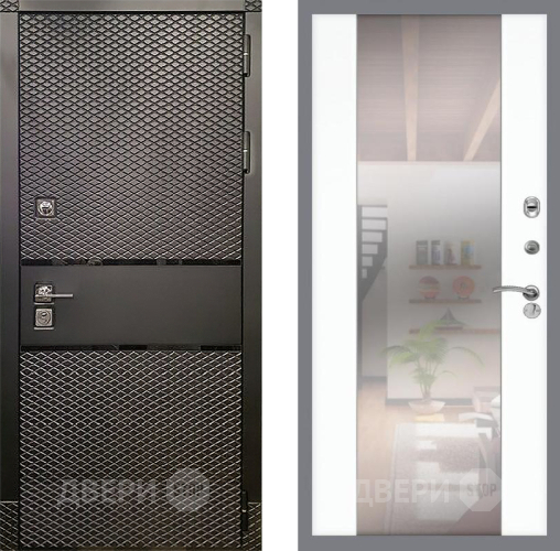 Входная металлическая Дверь Рекс (REX) 15 Черный Кварц СБ-16 Зеркало Силк Сноу в Старой Купавне