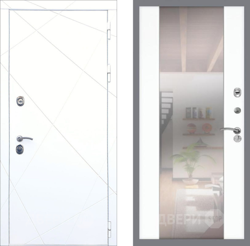 Входная металлическая Дверь Рекс (REX) 13 Силк Сноу СБ-16 Зеркало Силк Сноу в Старой Купавне