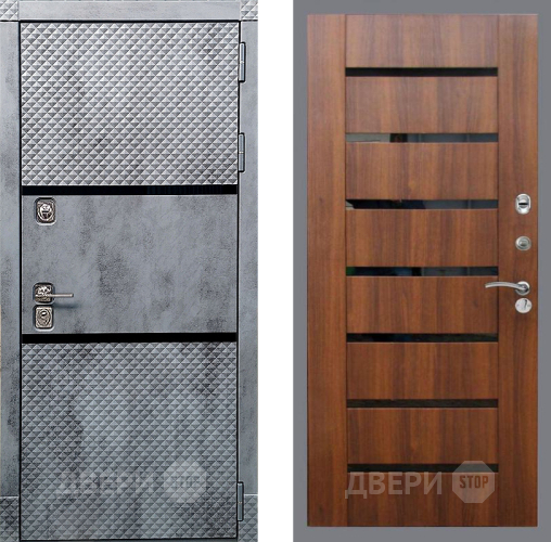 Входная металлическая Дверь Рекс (REX) 15 Бетон Темный СБ-14 стекло черное Орех бренди в Старой Купавне