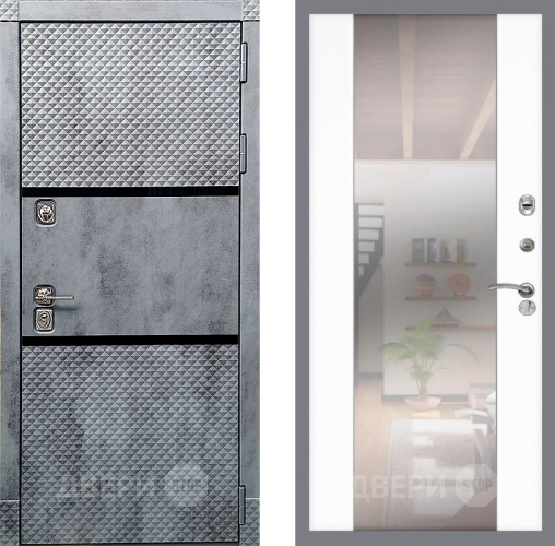 Входная металлическая Дверь Рекс (REX) 15 Бетон Темный СБ-16 Зеркало Силк Сноу в Старой Купавне