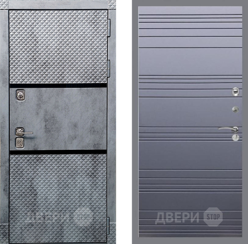 Входная металлическая Дверь Рекс (REX) 15 Бетон Темный Line Силк титан в Старой Купавне