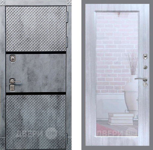 Дверь Рекс (REX) 15 Бетон Темный Зеркало Пастораль Сандал белый в Старой Купавне