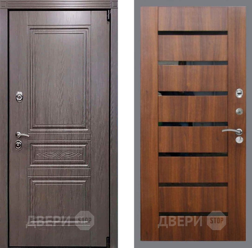 Входная металлическая Дверь Рекс (REX) Премиум-S СБ-14 стекло черное Орех бренди в Старой Купавне