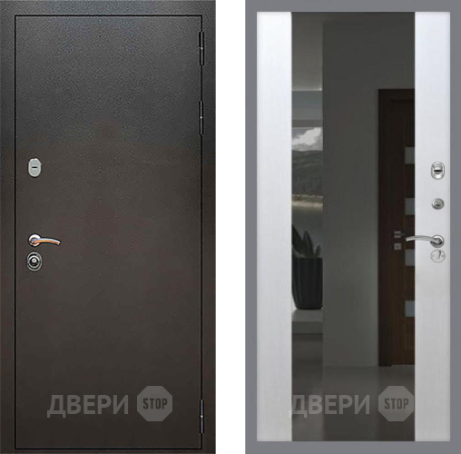 Входная металлическая Дверь Рекс (REX) 5 Серебро Антик СБ-16 с Зеркалом Лиственница беж в Старой Купавне