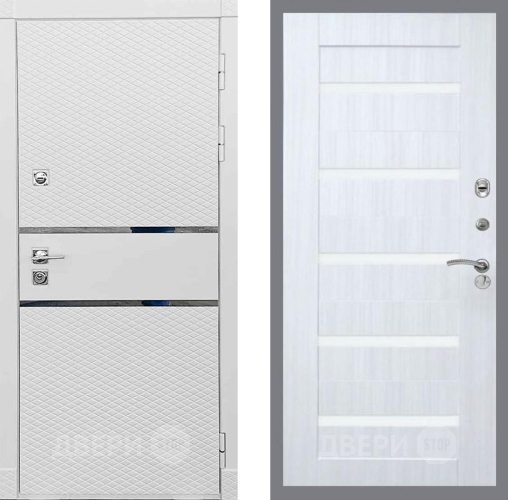 Входная металлическая Дверь Рекс (REX) 15 Силк Сноу СБ-14 стекло белое Сандал белый в Старой Купавне