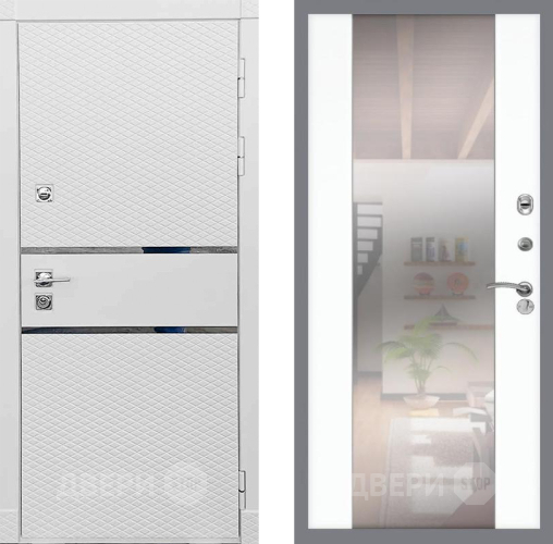 Входная металлическая Дверь Рекс (REX) 15 Силк Сноу СБ-16 Зеркало Силк Сноу в Старой Купавне