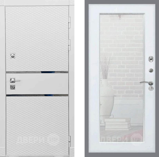 Входная металлическая Дверь Рекс (REX) 15 Силк Сноу Зеркало Пастораль Силк Сноу в Старой Купавне