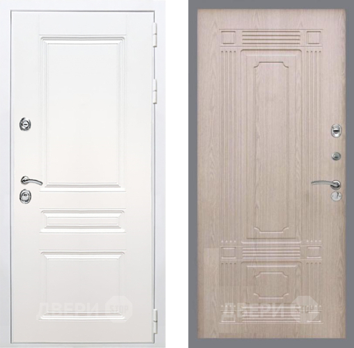 Входная металлическая Дверь Рекс (REX) Премиум-н Силк Сноу FL-2 Беленый дуб в Старой Купавне