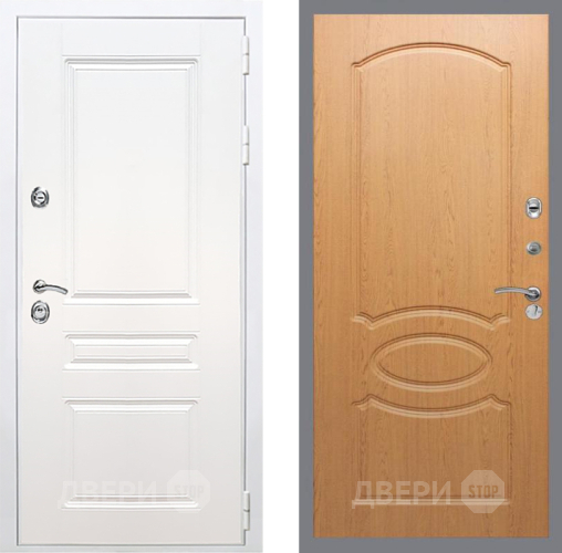 Входная металлическая Дверь Рекс (REX) Премиум-н Силк Сноу FL-128 Дуб в Старой Купавне