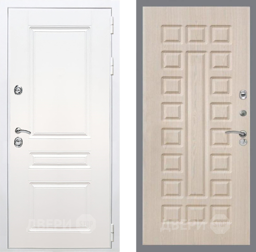 Входная металлическая Дверь Рекс (REX) Премиум-н Силк Сноу FL-183 Беленый дуб в Старой Купавне