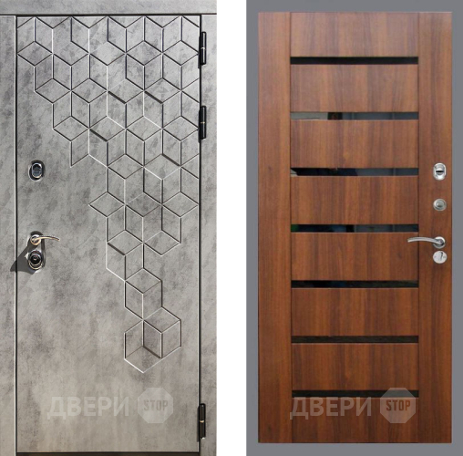 Входная металлическая Дверь Рекс (REX) 23 СБ-14 стекло черное Орех бренди в Старой Купавне