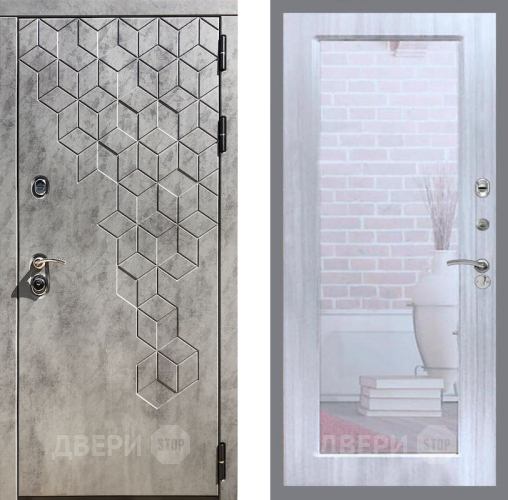 Входная металлическая Дверь Рекс (REX) 23 Зеркало Пастораль Сандал белый в Старой Купавне